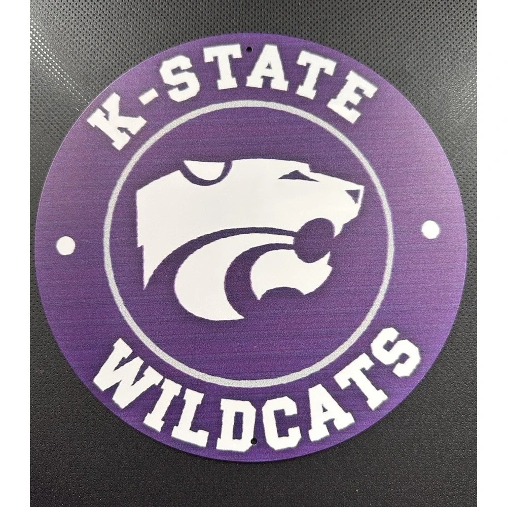 8x8 Tin Metal Round Sign Kansas State Wildcats ‎ NCAA Bar Man Cave